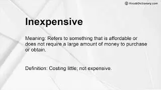 Inexpensive Meaning