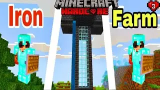 I Built an AMAZING Iron Farm in Hardcore Minecraft PE Episode 3
