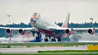 Боинг 747-400 Крутые Взлёты Двухэтажного Слона