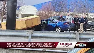 72-year-old woman dies after Denny's sign falls on top of car in Elizabethtown, 2 injured