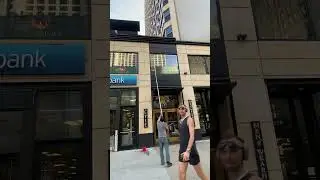 Cleaning windows on the Mag Mile Chicago
