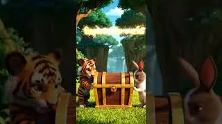 Baby Tiger Meets Funny Rabbit 😂🐯🐰  Tiger & Rabbit Fun Time #shorts #tiger #animals #cute