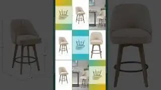Counter Stool with Swivel Seat Function Sand Polyester and Solid Wood