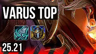 VARUS vs WARWICK (TOP) | 7 solo kills, 4k comeback | KR Master | 25.21