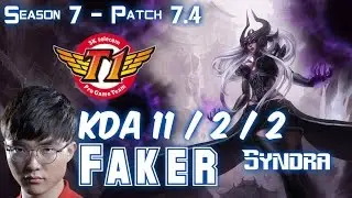 SKT T1 Faker SYNDRA vs ORIANNA Mid - Patch 7.4 KR Ranked