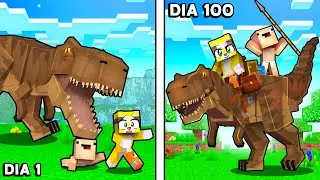 SOBREVIVIMOS 100 DÍAS en una ISLA de DINOSAURIOS en MINECRAFT 🐱‍🐉 | Michi Miau y Bebe Noob