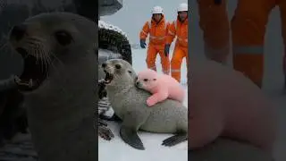 Snowplow Tightens Grip&mdash;Sea Lion Hides Cub! 😭#wildliferescue #rescuestory #arcticrescue