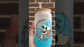Custom ordered glass can 💀💙 #smallbusiness #glasscan #boymom #momprenuer #funny