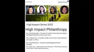High Impact Series 2020 - High Impact Philanthropy, A Credit Suisse High Impact Webinar
