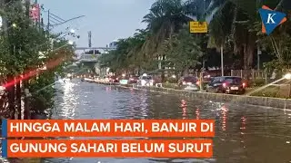 Banjir di Jalan Gunung Sahari Belum Juga Surut hingga Jelang Malam, Pengendara Lewat Trotoar