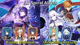C2 Raiden National & C0Skirk/C0 Childe Quickswap- Genshin Impact 5.7 Spiral Abyss Full Clear