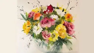 Как рисовать свободные цветы акварелью