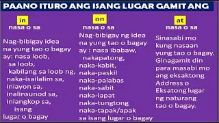 Paano gamitin ang preposition in on at na pang lugar sa English?