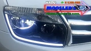 FAROL RENO DUSTER COM M&Aacute;SCARA NEGRA FUM&Ecirc; E BARRA DE LED 2011 2012 2013 2014 2015 RENAULT Retrofit