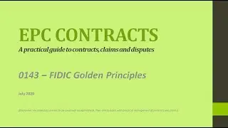 EPC Contracts - 0143 - FIDIC Golden Principles