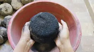 Pure ashes dusty dry crumbling on clay pot satisfying powder play + pool crumbling 