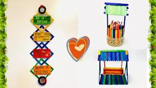 3 beautiful and creative ideas to make usefull items from popsical sticks//diy popsical sticks craft