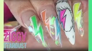 Ziggy Stardust Inspired Lightning Bolt Design - Design Change on Andreas Nails