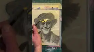 Reverse painting method on gel plate.