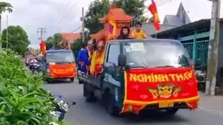 Đoàn xe thỉnh sắc đình chợ thủ long điền a,chợ mới an gian