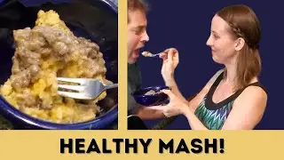 HEALTHY MASHED POTATOES AND GRAVY, w cauliflower, mushrooms, & miso.  Home cooking with a dietitian