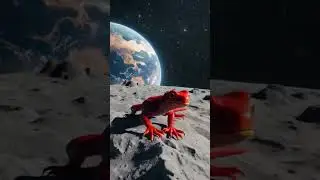 Tiny Red Gecko on Mini Moon &ndash; Adorable Space Encounter in 4K #astrophotograph #gecko