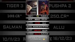 Tiger 3 Vs Pushpa 2 Comparison🔥||Salman Vs Allu Arjun #shortsfeeds #shortsvideo