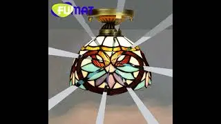 FUMAT Tiffany style Heart Baroque stained glass ceiling light for bedroom hallway balcony LED decor