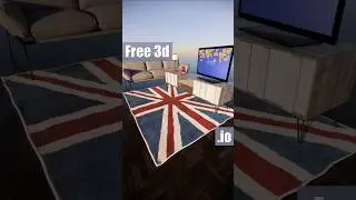 Free 3d models of sofa, TV, commode, lamp and rug.