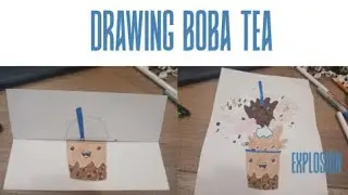 Drawing Boba Tea Explosion Folding Surprise! 