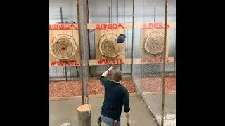 Axe Throwing Trick Shot ( Hat Trick)