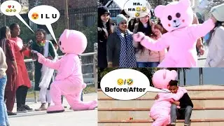 pink teddy funny video in public and cute girls by mr. pink teddy