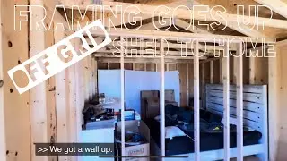 Framing some walls in the off grid cabin