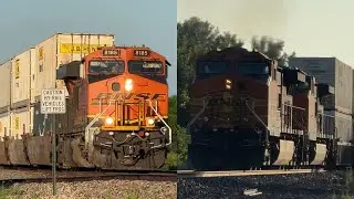 1x2 BNSF Intermodal Q train proceeding east! BNSF Transcon: Marceline sub..6/28/25
