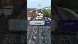 Kereta Api Cepat Melintasi Rel Persilangan Kereta Api Peti Kemas #railway #automobile #train