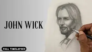 John Wick Portrait Timelapse Tutorial | Full 3:35 Trending Art 🔫✏️
