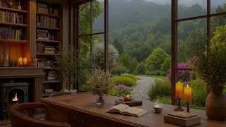 Cozy Winter Coffee Ambience | Relaxing Jazz Piano & Fireplace Sounds for Study & Work
