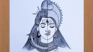Sawan Special Bholenath Drawing | How to draw shiva parvati half face| God drawing l Mahadev drawing