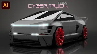 Tesla Cybertruck Illustration | Modified | Adobe Illustrator Tutorial | Speed Art