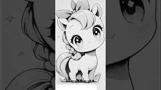 Cute drawing ideas 💕💕/How to draw cute horse step by step/Drawing for beginners#trending#shortsvideo