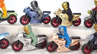 LEGO IRON MAN Motorcycle | Metallic Motorbike Unofficial Lego Minifigures Speed Build Review