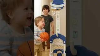 Kids 6-in-1 Adjustable Basketball Hoop Stand | Sports Center Toy Set &ndash; Blue