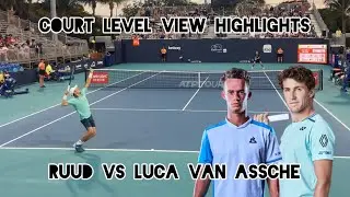 Court level view RUUD Vs LUCA VAN ASSCHE at Miami Open 2024.