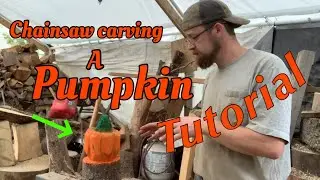 Chainsaw carving a pumpkin. Tutorial.