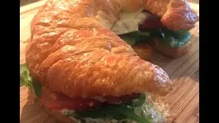 Chicken Club Croissant Sandwich with Pesto Mayo