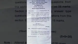 Mathematical StatisticsM.A./M.Sc., Semester-First/Third #msc #pyq #ma #questionpaper #ssju