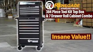 Renegade Industrial 384 Piece Tool Kit Top Box & 7 Drawer Roll Cabinet Combo - RI384TK