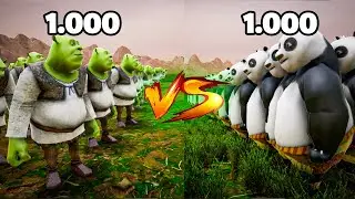 1.000 SHREK vs 1.000 KUNG FU PANDA - ULTIMATE EPIC BATTLE SIMULATOR 2