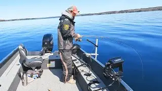 Vertical Jigging Maine Lake Trout in Early SPRING