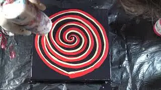 (238) Reverse flower dip in red - Acrylic pouring technique - Fluid art
